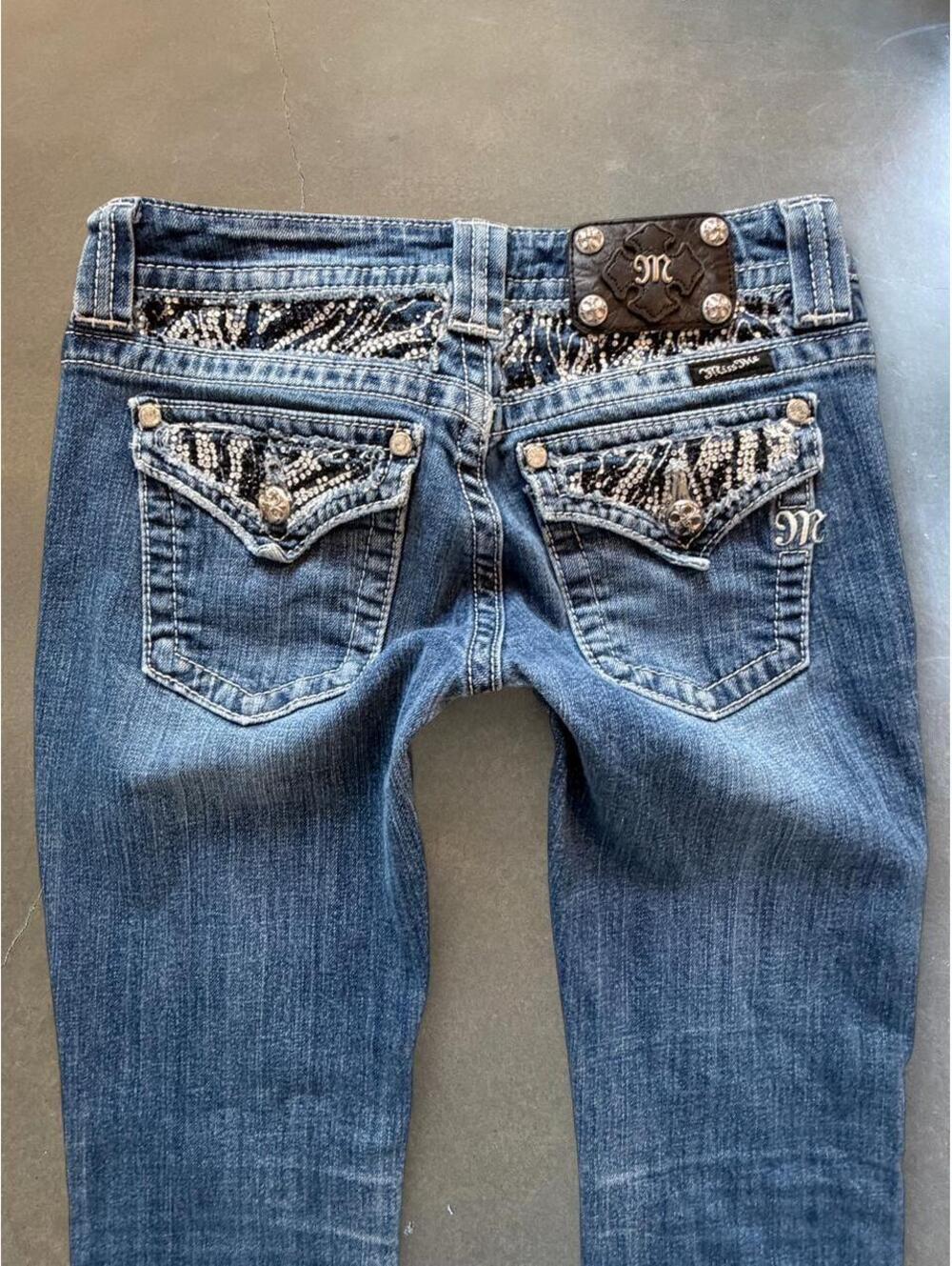 Miss Me Y2K Zebra Rhinestone Bootcut Jeans | Women’s Size 27 - Picture 2 of 7